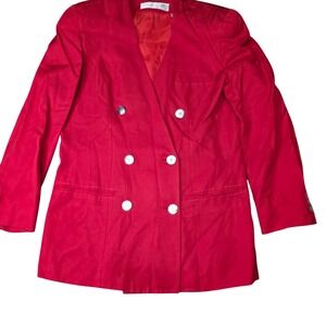 Valerie Stevens Red Pure Silk Double Breasted Blazer‎ Women's Size 10